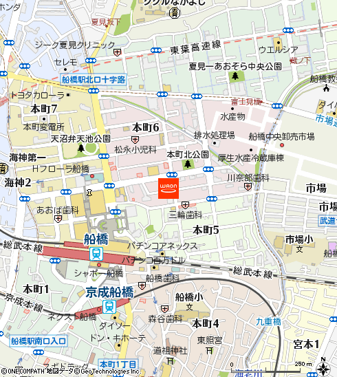 アコレ船橋本町6丁目店付近の地図